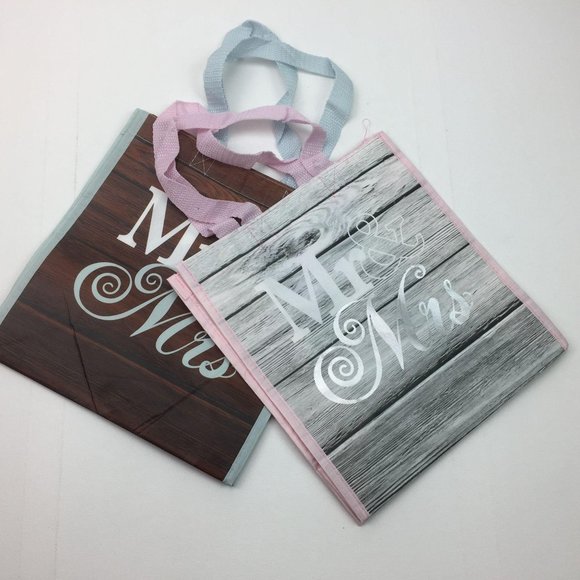 TJ Maxx Mr & Mrs Bride Groom Gift Bag Set Reusable Recycle Shopping Totes - Picture 2 of 7